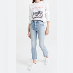 MOTHER The Hustler ankle Fray Light Wash Jeans color: Knock on wood. Size 27